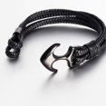 thumbnail image 3 of Pulsera de ancla para hombre hecha de cuero genuino trenzado de alta calidad., 3 of 5