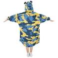 thumbnail image 2 of Dailycode Wearable Blanket Hoodie Oversized Sherpa Flannel Blankets with Pocket for 3-14 Year Old Blue and Yellow Camouflage, 2 of 7