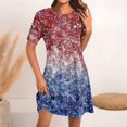 thumbnail image 2 of Vestido Corto para las Mujeres Cuello Redondo Manga Corta Impresa Suéter, Moda Casual Estilo Línea, 2 of 8