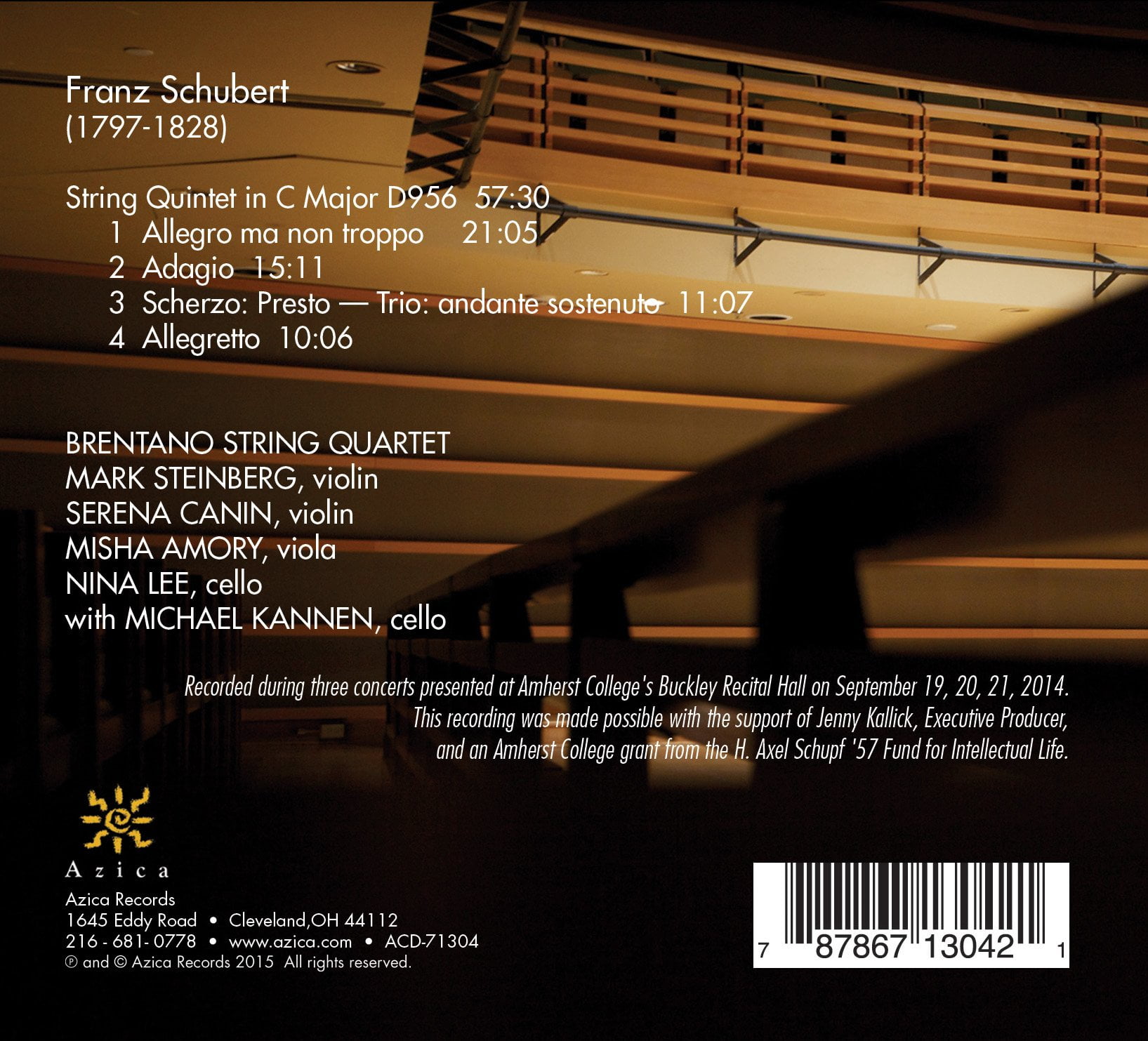 Schubert / Brentano String Quartet / Kannen - Schubert Quintet Live - Music & Performance - CD