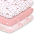 thumbnail image 1 of Sábanas Ajustables para Cuna Portátil The Peanutshell Woodland Floral Rosa Juego de 3, 1 of 8