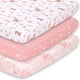 thumbnail image 1 of Sábanas Ajustables para Cuna Portátil The Peanutshell Woodland Floral Rosa Juego de 3, 1 of 8
