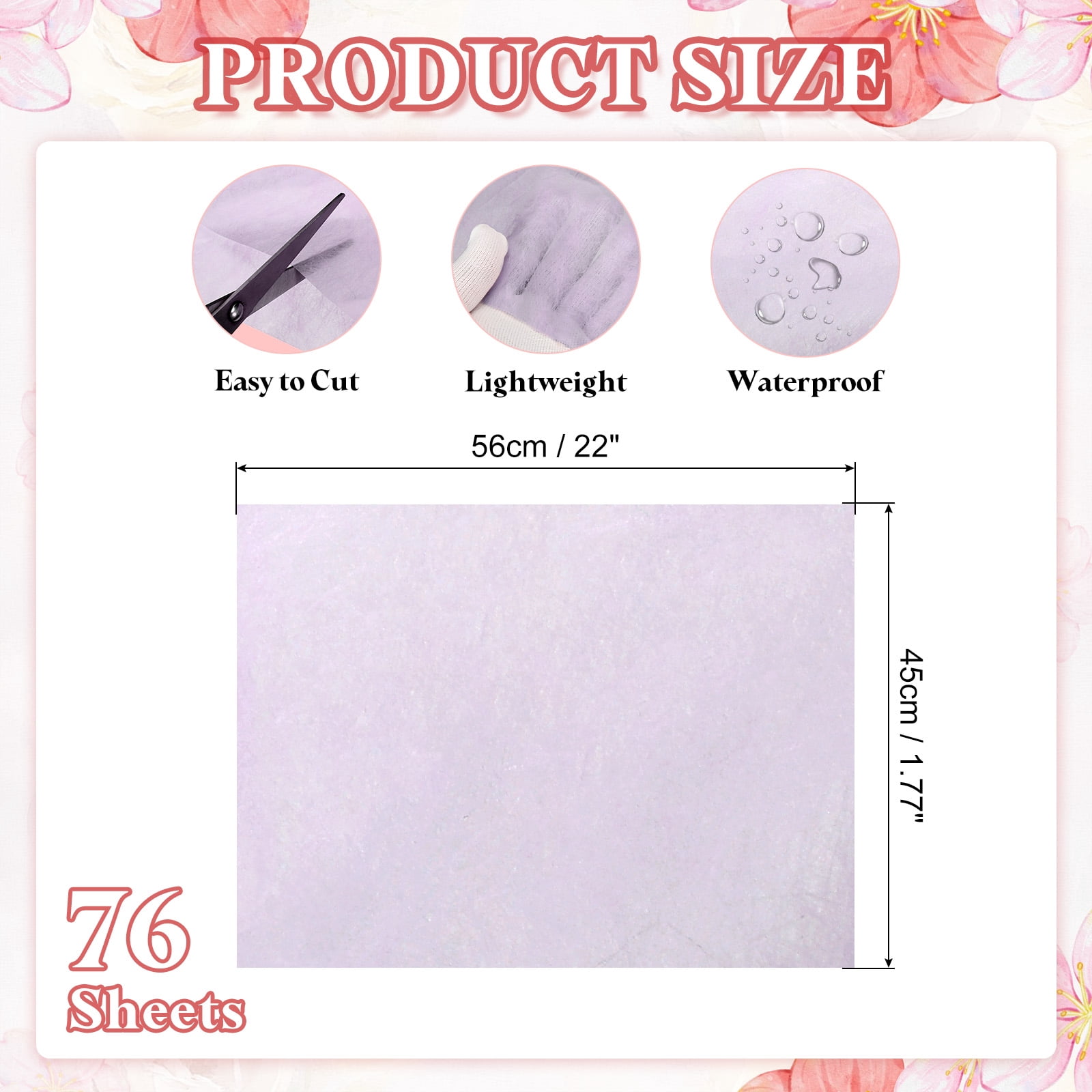 Uxcell 76Sheets Flower Wrapping Paper, 22"x17.7" Cotton Wrapping Flower Tissue Paper Floral Bouquet Wraps for Florist Packaging Arrangement Supplies Gift Packaging, Light Purple