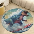 thumbnail image 5 of Surfing Dinosaurs Round Rugs -Washable Non-Slip Small Round Area Rug Throw Soft Circle Rugs for Bedroom, Modern Print Indoor Carpet for Entryway Sofa Living Room, 5 of 7