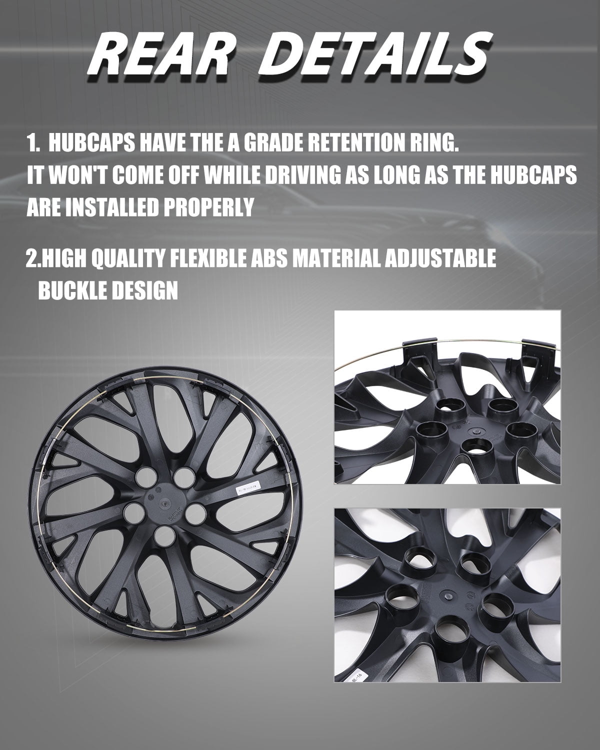 4 Pack 16 inch Wheel Cover Hubcap for 2009-2026 Toyota Corolla,Snap-on Installation,Black Lacquer