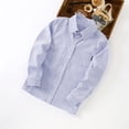 thumbnail image 5 of WUANDIXFA Boys Dress Shirts Long Sleeve Casual Shirts Button Down Lapel Shirt Toddler Boy Trendy Spring Fall Tops Boys Dress Shirt,Blue,5-6 Years, 5 of 5