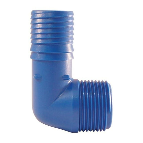 Apollo ABTME1 Blue Twisters Male Irrigation 90 Degree Elbow, Polypropylene, Blue, 1"
