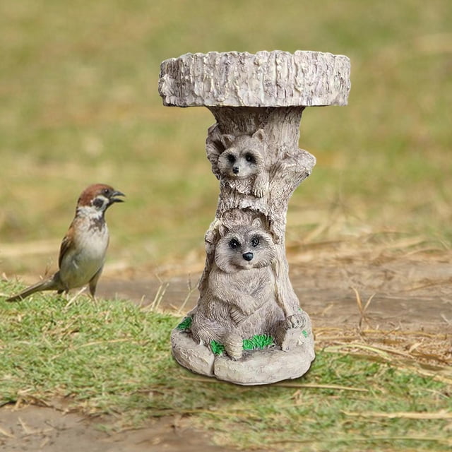 Comedero para pájaros Sharpla escultura en forma de mapache adorno de resina