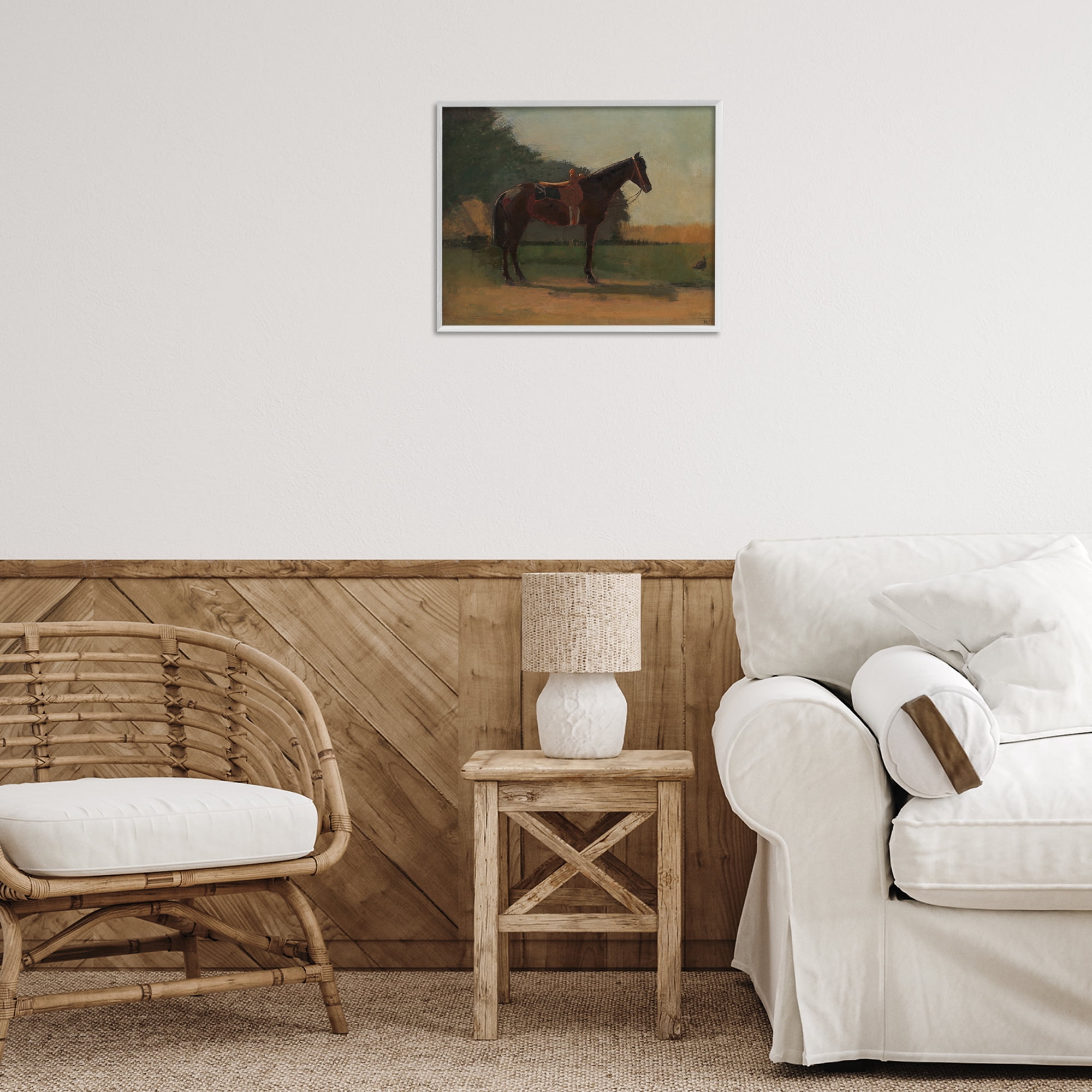 Stupell Industries Racing Horse with Saddle Animals & Insects Painting White Framed Art Print Wall Art, 20 x 16