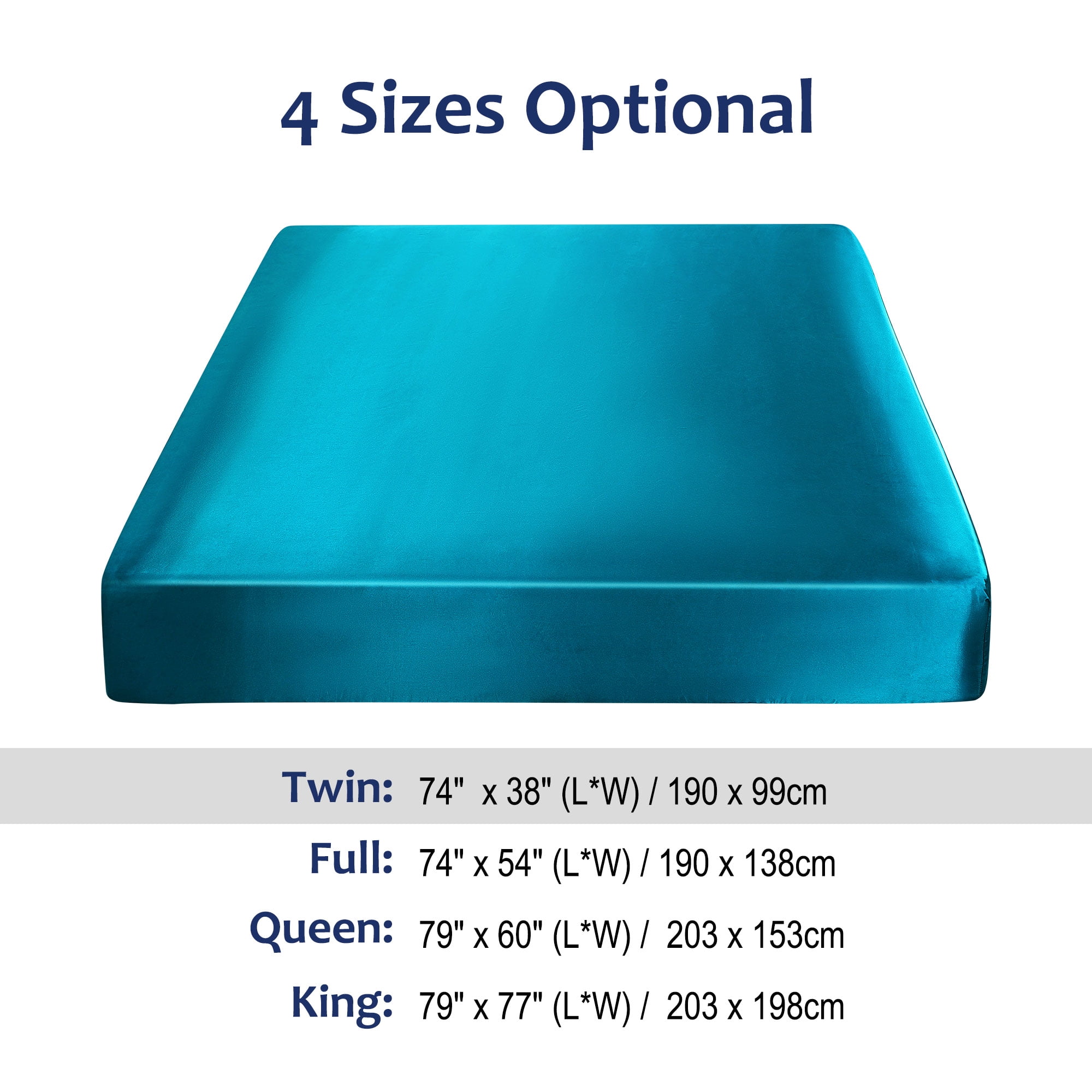 Unique Bargains Silky Deep Pocket Bed Sheet Soft Twin Peacock Blue