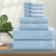 thumbnail image 3 of Jessy Home Blue Bath Towel set of 8, 2 Oversized Bath Towels, 2 Hand Towels, 4 Washcloths-600 GSM Soft Towel Set, 3 of 8