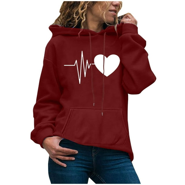 Womens Casual Hoodies Jumper Tops Ladies Print Sweatshirt Blouse Tee
