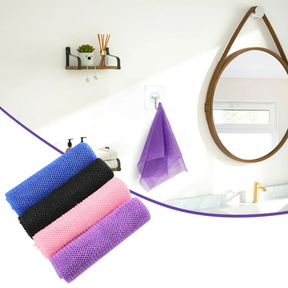 Bath Net Nylon Long Scrub Towel Exfoliating Body Wash Cloth for Deep Cleansing and Skin