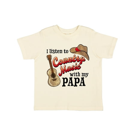 

Inktastic I Listen to Country Music with my Papa with Guitar and Hat Gift Toddler Boy or Toddler Girl T-Shirt