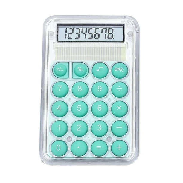 Pisexur Batería de cocina Calculadora transparente para estudiantes, 8 dígitos, función estándar, calculadora electrónica de escritorio. Tamaño: 5,4 x 0,8 x 8,6 cm (l para la cocina del hogar