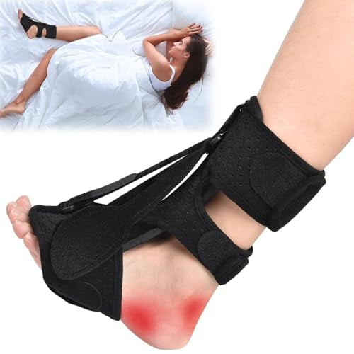 Plantar Fasciitis Night Splint for Women & Men - Universal Size 3 Adjustable Straps Achilles Tendonitis Brace,Heel Spur Pain Foot Splint,Plantar Fasciitis Relief for Sleeping,Black
