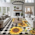 thumbnail image 4 of Rectangle Area Rugs 5 x 8 Ft, Sunflowers Non-Slip Residential Carpet, Yellow Flowers Butterfly Farmhouse Black Plaid Indoor Crawling Mats Runner Rugs for Living Room/Dining Room/Bedroom, 4 of 9