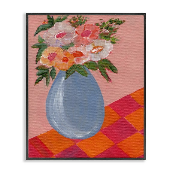 Stupell Industries Bright Pink Bouquet Plants & Flowers Painting Black Framed Art Print Wall Art, 11 x 14