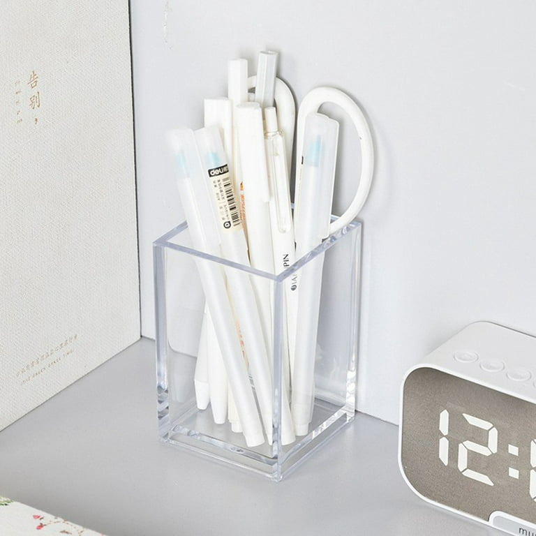 Acrylic Pencil Holder Simple Transparent Pen Holder Desktop Pen Bucket  Storage Box Office Stationery Organizer Makeup Brush Pot - AliExpress
