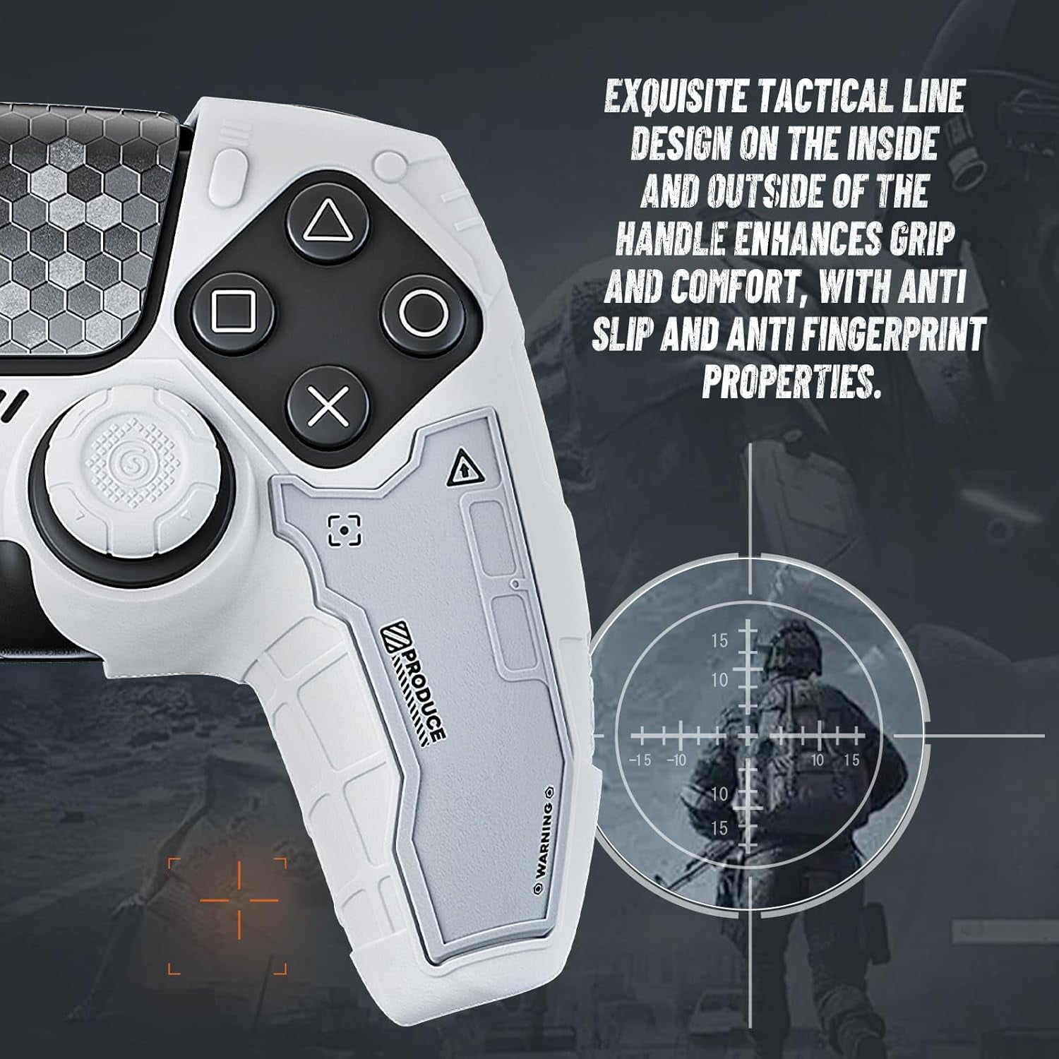G.S.TAC PS5 Skin Silicone Protective Case + Thumb Grips + Stickers for PlayStation5 Controller White