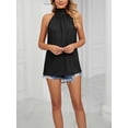 thumbnail image 4 of Luxtrada Women's Sleeveless Tie Halter Neck Summer Tops Loose Casual Tank Top Blouse Shirts (Black,S), 4 of 5