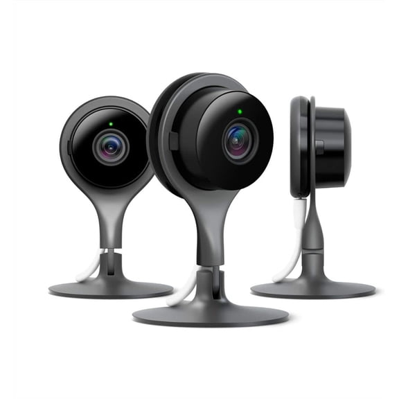 Restored Google Nest Cam Indoor 3 Pack Wired Indoor Camera for Home Security with 24/7 Live Video and Night Vision