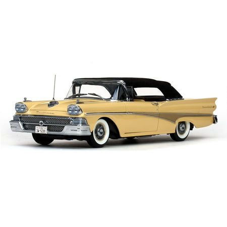 1940 Ford Convertible 1958 Ford Fairlane 500 Closed Convertible Sun Gold / Black 1/18 Diecast Car Model by Sunstar ()