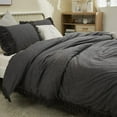 thumbnail image 3 of Luxury and Elegant GREY Bedding Twin XL 3 Pcs Tassel Bohemian Duvet Cover 100% Washed Cotton, 3 of 5