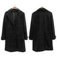 thumbnail image 6 of Women's Retro Lapel Long Plaid Coat 2025 Fall Winter Casual Elegant Double-breasted Work Suit Jacket, 6 of 8