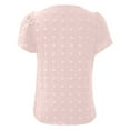 thumbnail image 6 of vigerkar Women's Summer Swiss Dot Chiffon Blouses V Neck Short Sleeve Tops Casual Loose T-Shirts Pink, XL, 6 of 6