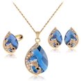 thumbnail image 2 of ATTOE ATTOE European and American hot Necklaces Jewelry Jewelry Set Creative New Multi-Color Peacock Necklace Ear Ring Ring Set (Color : Green), 2 of 2