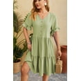 thumbnail image 5 of Mengpipi Womens Dresses Boho Ruffle Sleeve V-Neck Button Down Tiered Casual Flowy Midi Dresses S-XXL, 5 of 6