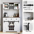 thumbnail image 6 of Garvee 72" Tall Farmhouse Kitchen Pantry Cabinet with Sliding Barn Door, Hutch Storage, Buffet with Microwave Stand, 3 Drawers, and Wine Rack for Dining Room, White, 6 of 7