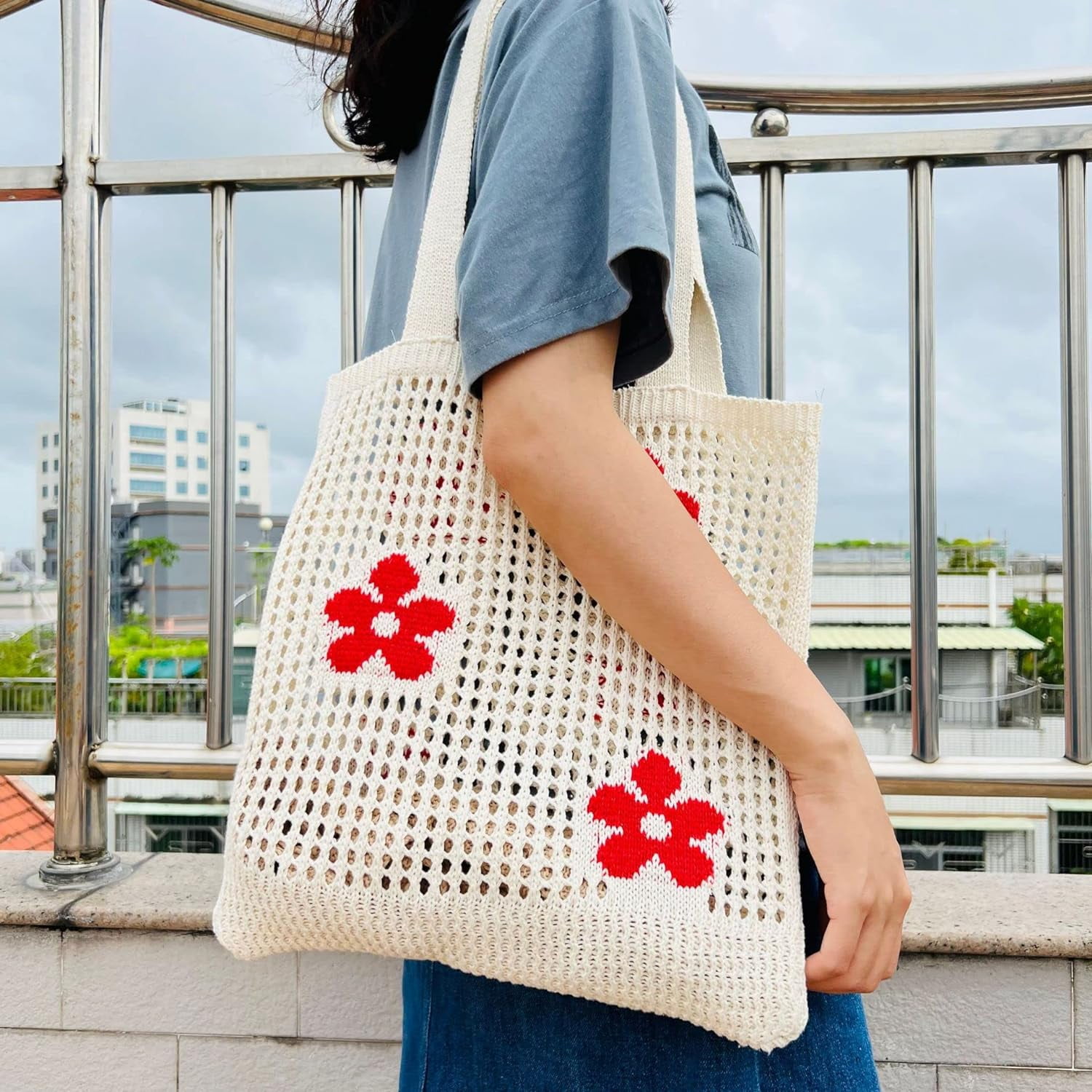 Kukuzhu Crochet Tote Bag Aesthetic Tote Bag Aesthetic Y2k Tote Bag Aesthetic Y2k Cute Tote Bags Aesthetic