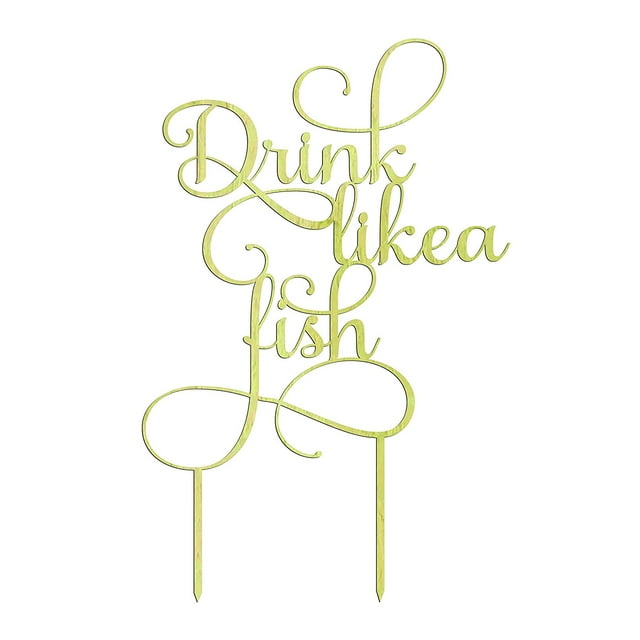 Drink Like a Fish Custom Rustic Wooden Cake Topper Persoanlized Wedding Cake Topper Cake Decoration 5-6 Inches Wide