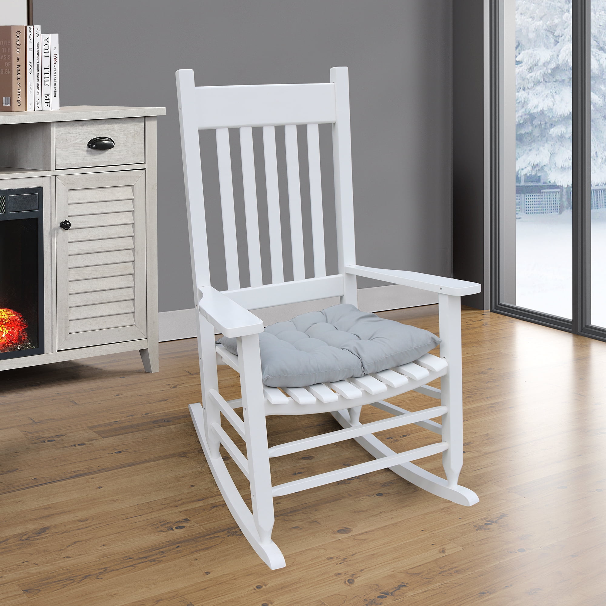 Wood Rocker Chair for Patio, Ergonomic Indoor/Outdoor