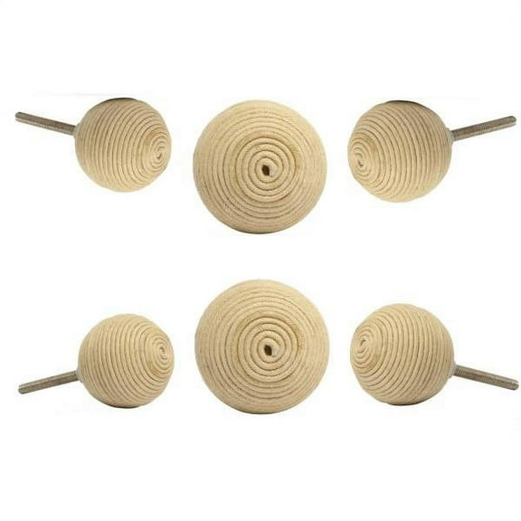 Set of Six Trance cord spiral White Knobs by Trinca-Ferro