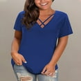 thumbnail image 2 of Wxjgog Plus Size Tops for Women Summer Short Sleeve Sexy V Neck Criss Cross T-Shirt Tunic Casual Loose Soft Tee Shirt(L-5XL), 2 of 7