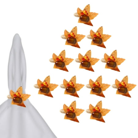 

Fall Napkin Rings | 12pcs Artificial Maple Leaf Napkin Holder with Pinecone Berries | Halloween Kitchen Decor Table Setting Decorations Dining Room Supplies for Fall Autumn Thanksgiving