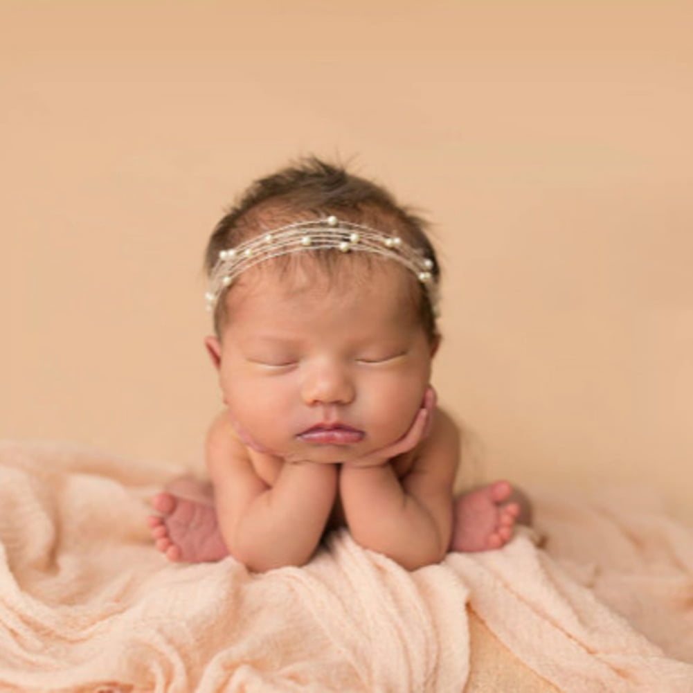 Newborn baby girl soft mohair flower headband in peach colour best photo prop. 