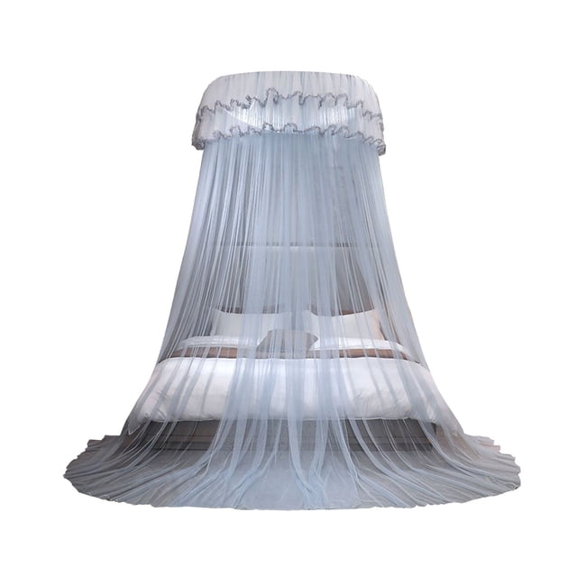 Mosquito Net For Bed Ceiling-mounted Dome Style Foldable Polyester Mesh With Lace Ruffles 120 cm x 270 cm