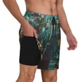 thumbnail image 2 of Rateoe Baroque Floral Still Life Pattern Men’s Swim Shorts with Compression Liner – Double-Layered Quick-Dry Swimwear, Comfortable & Stretchy Beach Shorts-Medium, 2 of 6