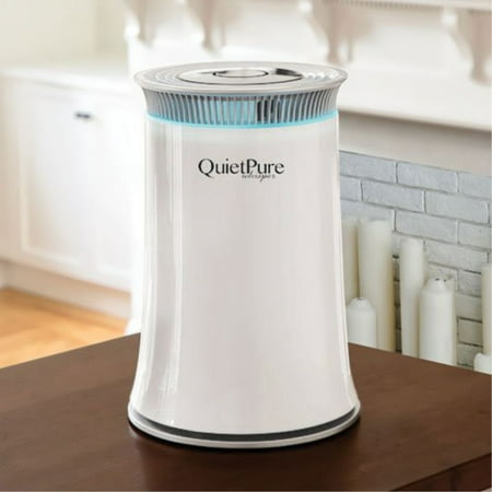 quietpure whisper bedroom air purifier - three stage hepa filtration with  carbon and negative ionizer - perfect for bedroom, office, and small rooms