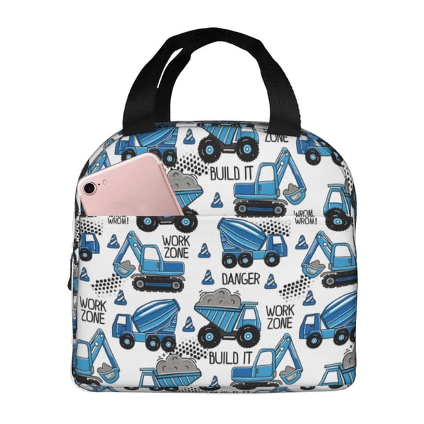 Easygdp Blue Excavator Bolsa Térmica Premium - Tela Oxford Impermeable, Gran Capacidad, Bolsillo Frontal, Unisex para Trabajo, Escuela, Actividades al Aire Libre y Picnics