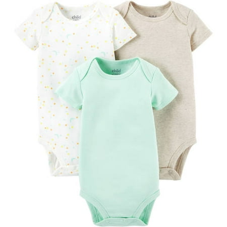 Child Of Mine by Carters Newborn Baby Short Sleeve Bodysuits, 3-Pack