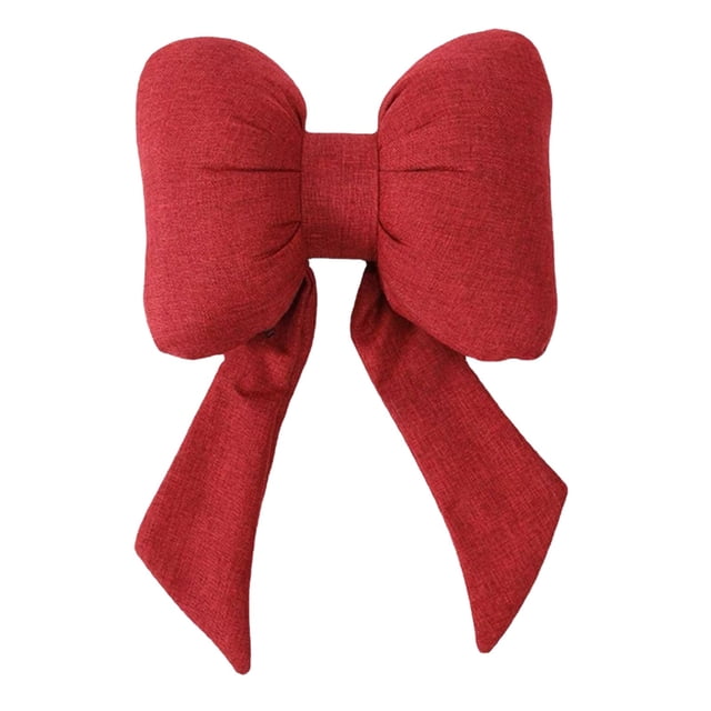 Bowknot Ribbon Headrest Linen Breathable And Comfortable Pillow 15.35 X12.2In