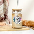 thumbnail image 3 of Funny Watercolor Adorable American Shorthair Peeking Through Torn Paper Effect 16oz Glass Cup Mug Cat Lover Kitten Owner Gifts Glass Can with Bamboo Lid and Straw - 00026, 3 of 5