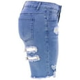thumbnail image 6 of Tuphregyow Women's Medium Length High Waisted Washed Denim Shorts with Elastic Cuffs Straight Leg for Spring Outdoor Trendy Activities Made with Stretchy Comfy Denim ,Elastic Casual Wear Blue XXL, 6 of 6