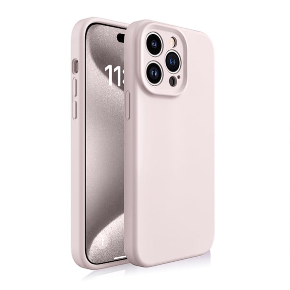 SaniMore Case for iPhone 15 Pro Max, Enhanced Camera Protection - Soft Liquid Silky Silicone Cover - Slim Fit Protective Phone Cover Anti-Scratch Microfiber Lining Inside, Pink