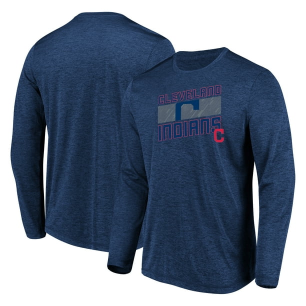 Men's Majestic Heathered Navy Cleveland Indians Big & Tall Long Sleeve ...
